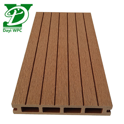 Anti-corrosie WPC Teak Deck Hollow WPC Decking Abrasion Proof