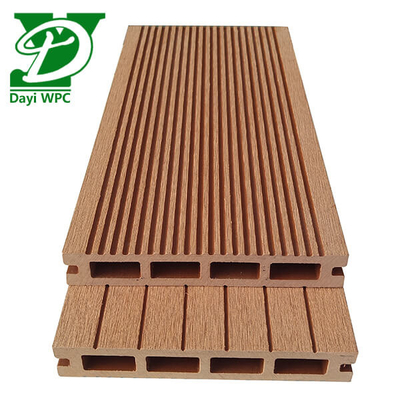 Anti-corrosie WPC Teak Deck Hollow WPC Decking Abrasion Proof