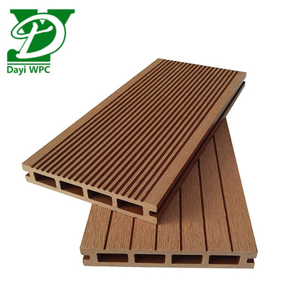 Anti-corrosie WPC Teak Deck Hollow WPC Decking Abrasion Proof